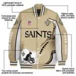 personalized new orleans saints flaming football gold white jacket best selling jacketwow