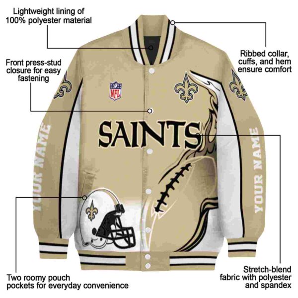 personalized new orleans saints flaming football gold white jacket new arrival jacketwow