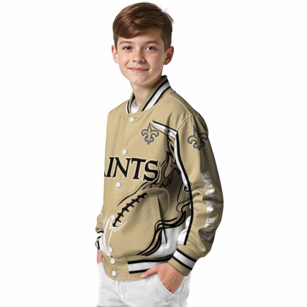 personalized new orleans saints flaming football gold white jacket trendy jacketwow