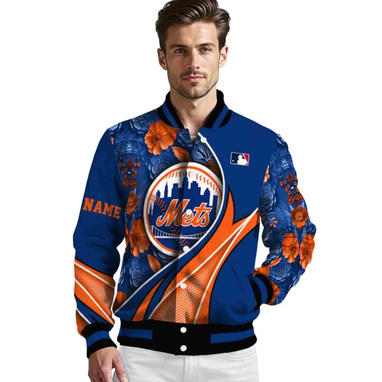 personalized new york mets floral print blue jacket high quality jacketwow