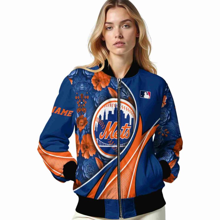 personalized new york mets floral print blue jacket latest model jacketwow