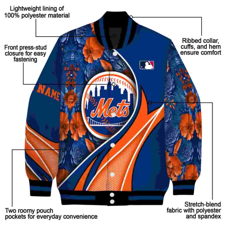 personalized new york mets floral print blue jacket new arrival jacketwow