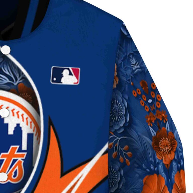 personalized new york mets floral print blue jacket premium grade jacketwow