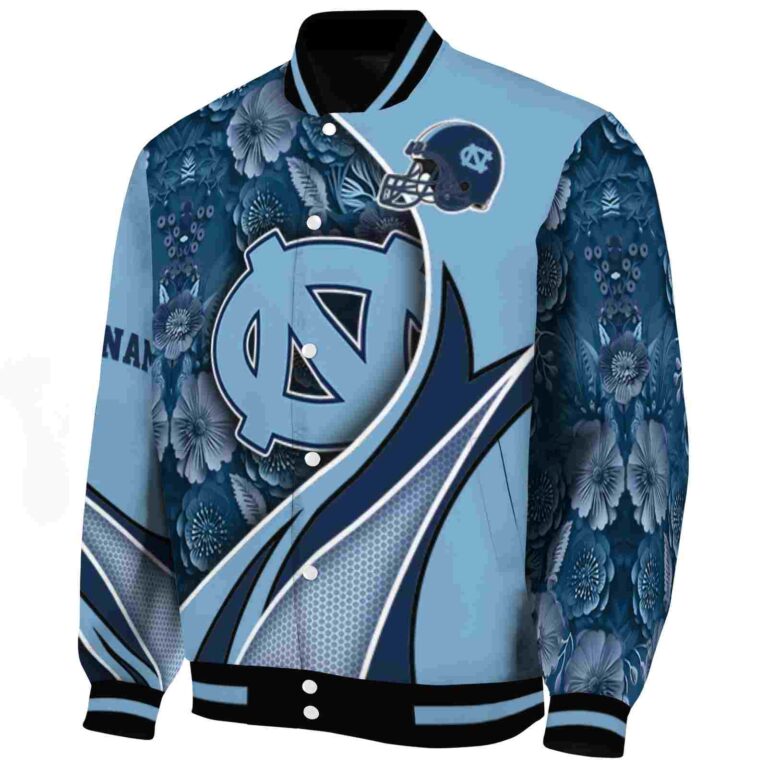 personalized north carolina tar heels floral print light blue jacket best selling jacketwow