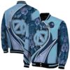 personalized north carolina tar heels floral print light blue jacket fashion forward jacketwow