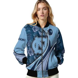 personalized north carolina tar heels floral print light blue jacket latest model jacketwow