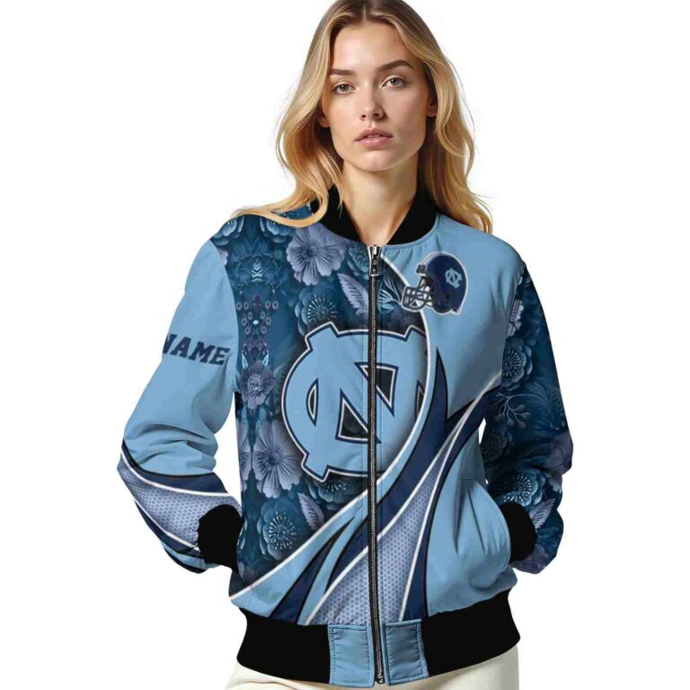 personalized north carolina tar heels floral print light blue jacket latest model jacketwow