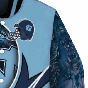personalized north carolina tar heels floral print light blue jacket premium grade jacketwow