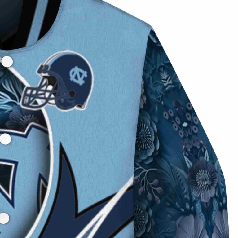 personalized north carolina tar heels floral print light blue jacket premium grade jacketwow