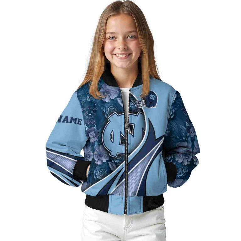 personalized north carolina tar heels floral print light blue jacket top rated jacketwow