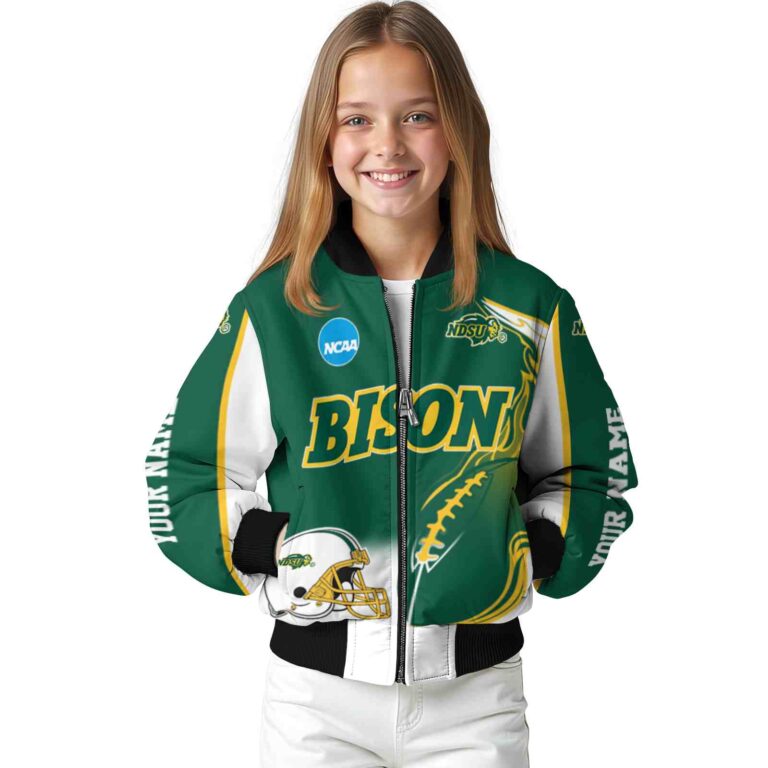 personalized north dakota state bison flaming football green white jacket top rated jacketwow