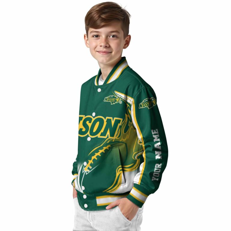personalized north dakota state bison flaming football green white jacket trendy jacketwow