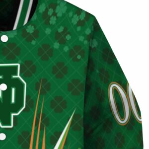 personalized notre dame fighting irish shamrock pattern green jacket premium grade jacketwow