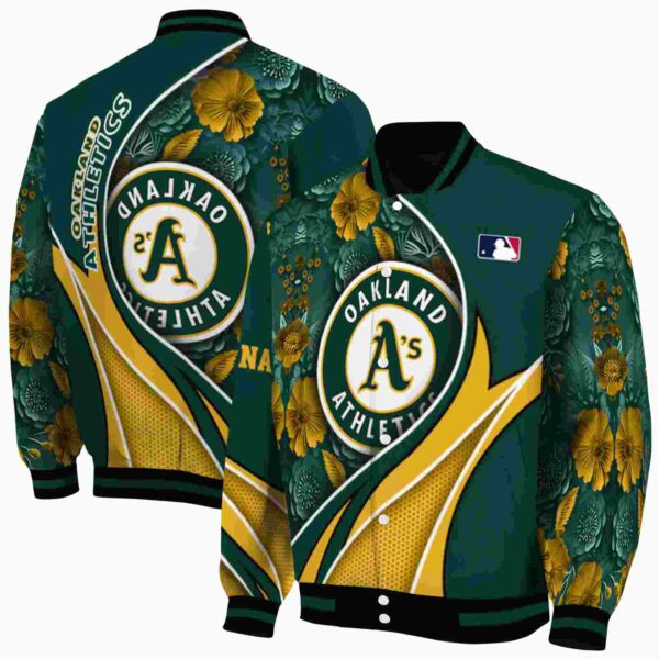 personalized oakland athletics floral print green jacket fashion forward jacketwow