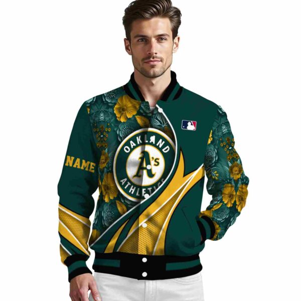 personalized oakland athletics floral print green jacket high quality jacketwow