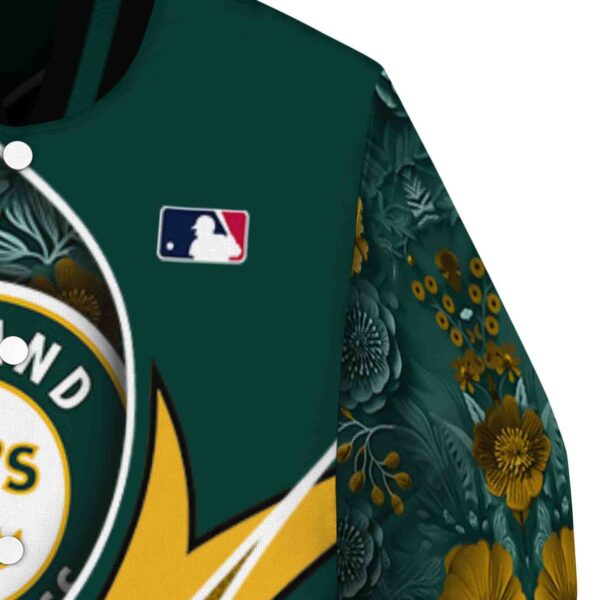 personalized oakland athletics floral print green jacket premium grade jacketwow