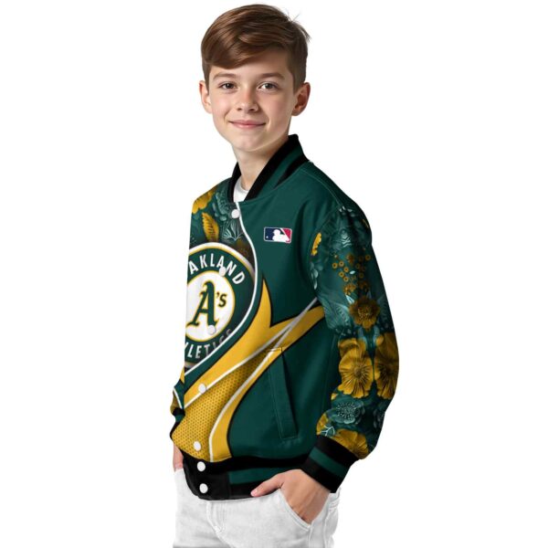 personalized oakland athletics floral print green jacket trendy jacketwow