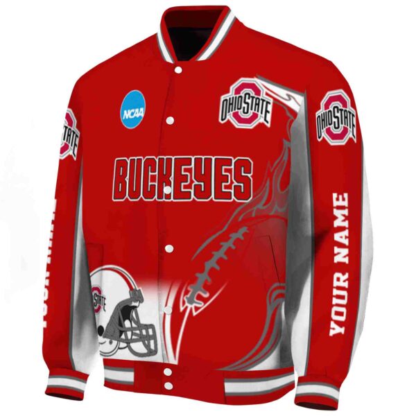personalized ohio state buckeyes flaming football scarlet white jacket best selling jacketwow