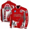 personalized ohio state buckeyes flaming football scarlet white jacket fashion forward jacketwow