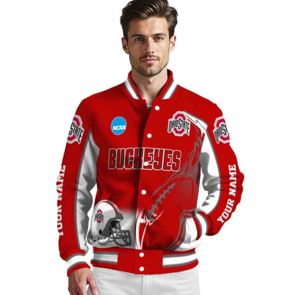 personalized ohio state buckeyes flaming football scarlet white jacket high quality jacketwow