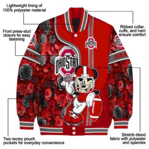 personalized ohio state buckeyes rose mickey scarlet jacket new arrival jacketwow