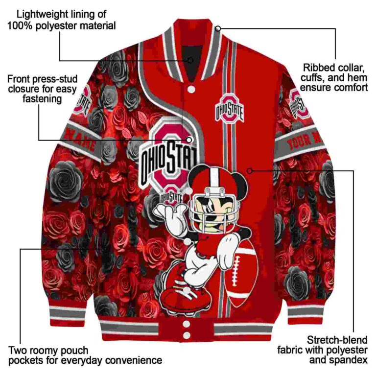 personalized ohio state buckeyes rose mickey scarlet jacket new arrival jacketwow