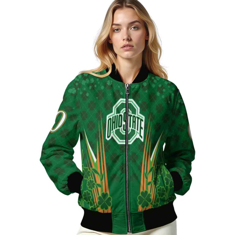 personalized ohio state buckeyes shamrock pattern green jacket latest model jacketwow