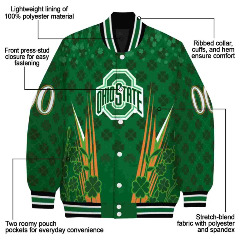 personalized ohio state buckeyes shamrock pattern green jacket new arrival jacketwow