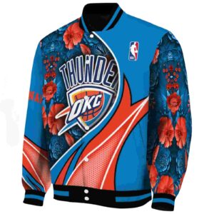 personalized oklahoma city thunder floral print blue jacket best selling jacketwow