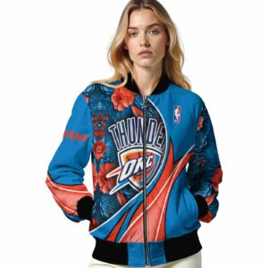 personalized oklahoma city thunder floral print blue jacket latest model jacketwow