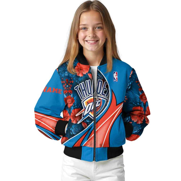 personalized oklahoma city thunder floral print blue jacket top rated jacketwow