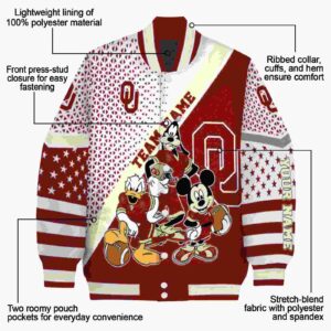 personalized oklahoma sooners mickey donald goofy crimson white jacket new arrival jacketwow