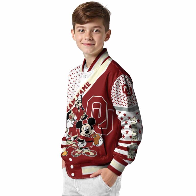 personalized oklahoma sooners mickey donald goofy crimson white jacket trendy jacketwow