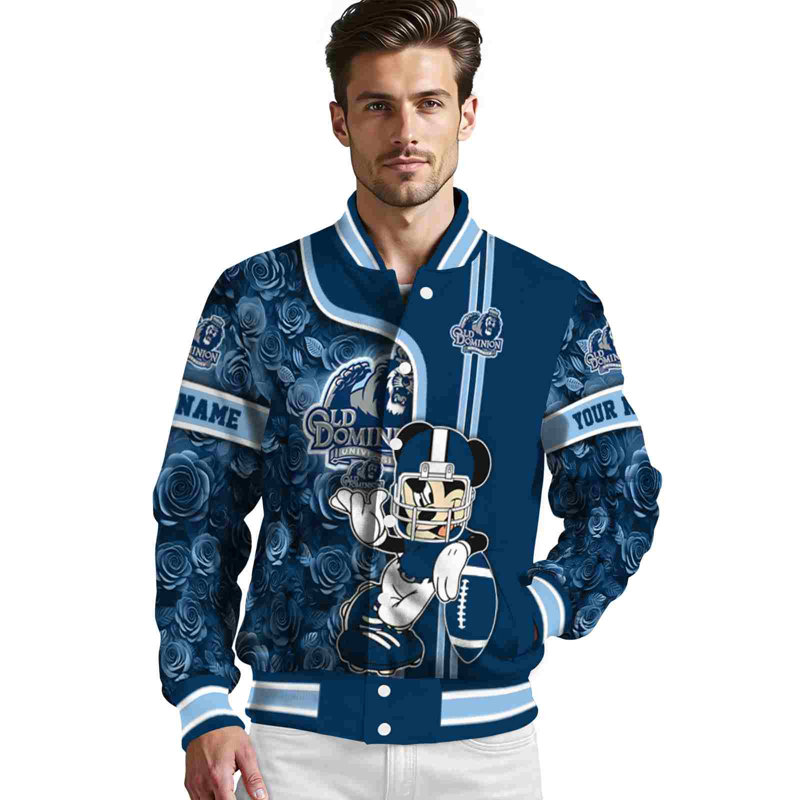 personalized old dominion monarchs rose mickey blue jacket high quality jacketwow personalized old dominion monarchs rose mickey blue jacket high quality jacketwow