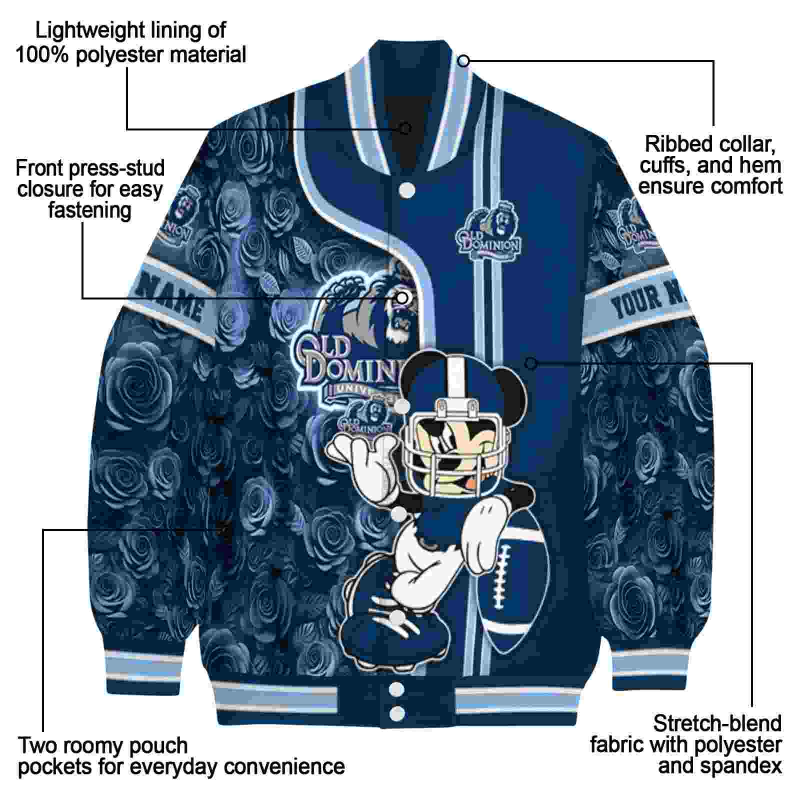 personalized old dominion monarchs rose mickey blue jacket new arrival jacketwow personalized old dominion monarchs rose mickey blue jacket new arrival jacketwow
