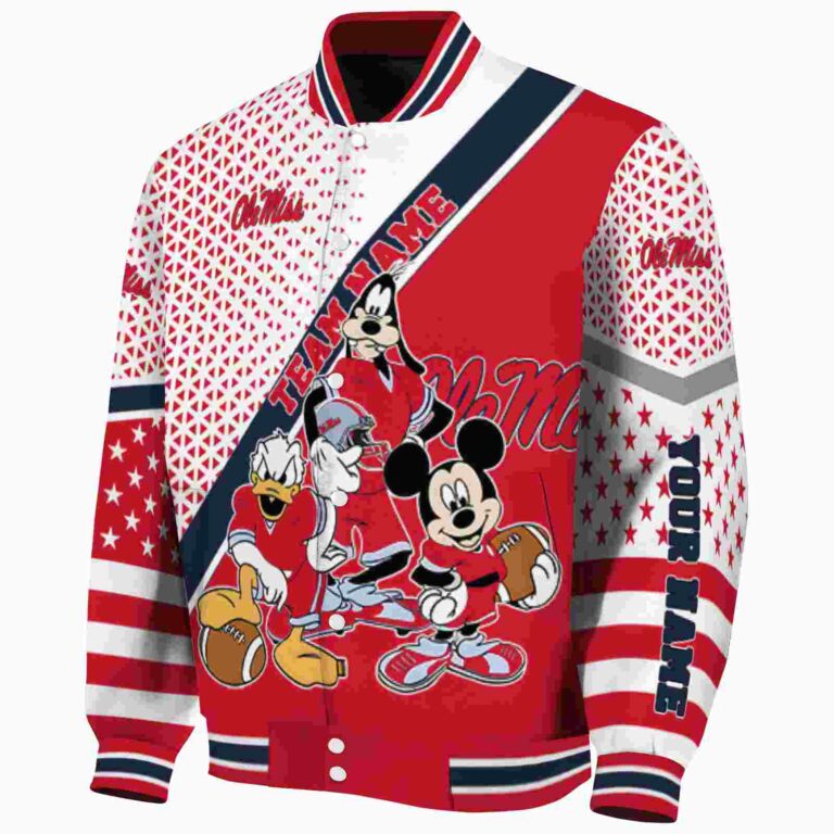 personalized ole miss rebels mickey donald goofy red white jacket best selling jacketwow