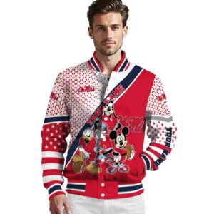 personalized ole miss rebels mickey donald goofy red white jacket high quality jacketwow