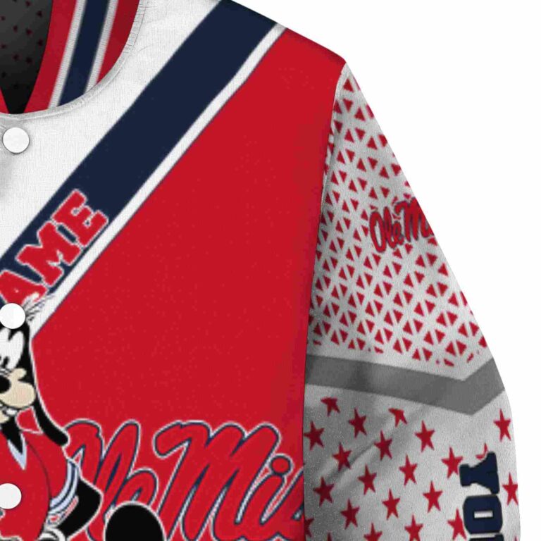 personalized ole miss rebels mickey donald goofy red white jacket premium grade jacketwow