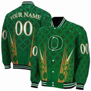 personalized oregon ducks shamrock pattern green jacket fashion forward jacketwow