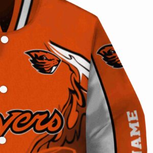 personalized oregon state beavers flaming football orange white jacket premium grade jacketwow