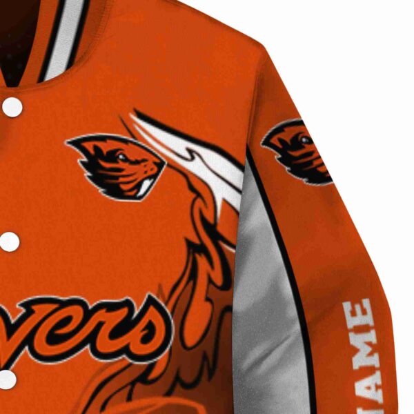 personalized oregon state beavers flaming football orange white jacket premium grade jacketwow