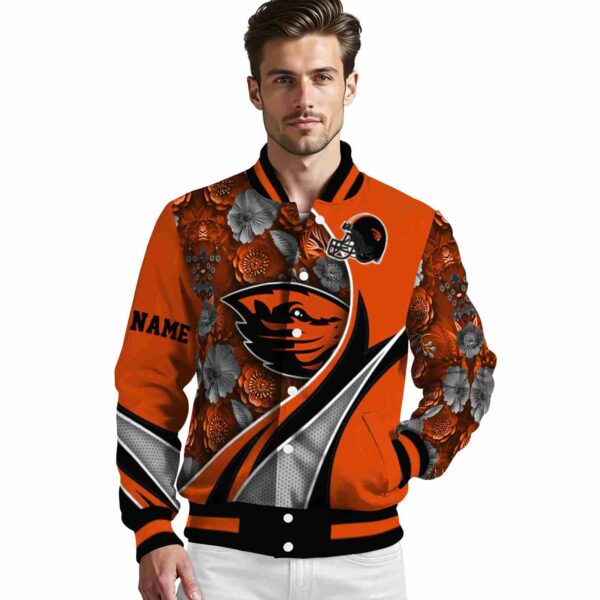 personalized oregon state beavers floral print orange jacket high quality jacketwow