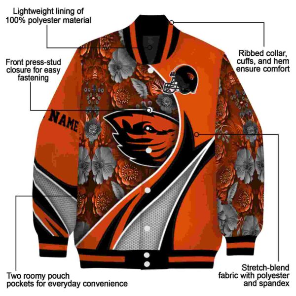 personalized oregon state beavers floral print orange jacket new arrival jacketwow