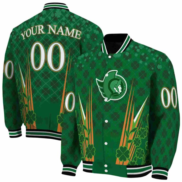 personalized ottawa senators shamrock pattern green jacket fashion forward jacketwow