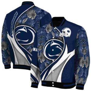 personalized penn state nittany lions floral print blue jacket fashion forward jacketwow