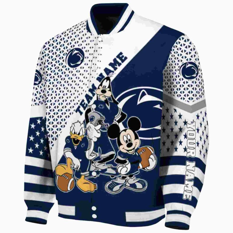 personalized penn state nittany lions mickey donald goofy blue white jacket best selling jacketwow