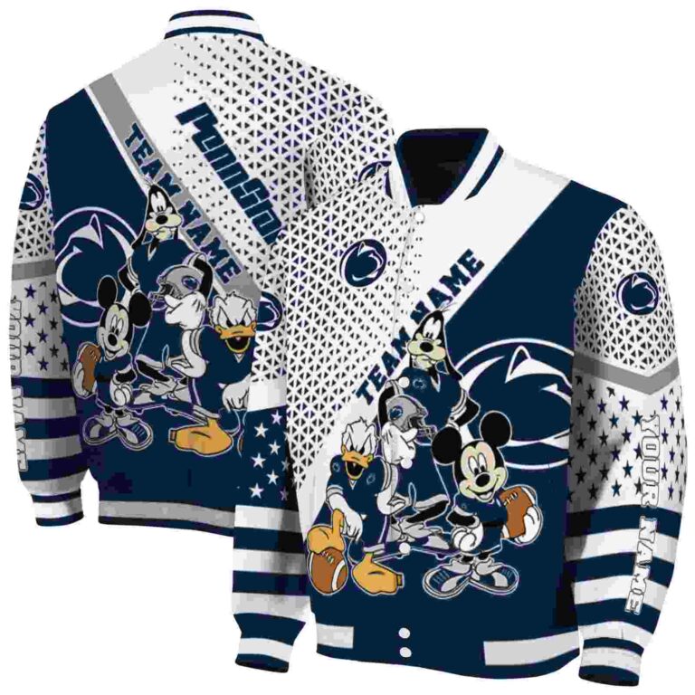 personalized penn state nittany lions mickey donald goofy blue white jacket fashion forward jacketwow