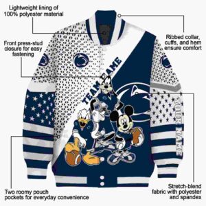 personalized penn state nittany lions mickey donald goofy blue white jacket new arrival jacketwow