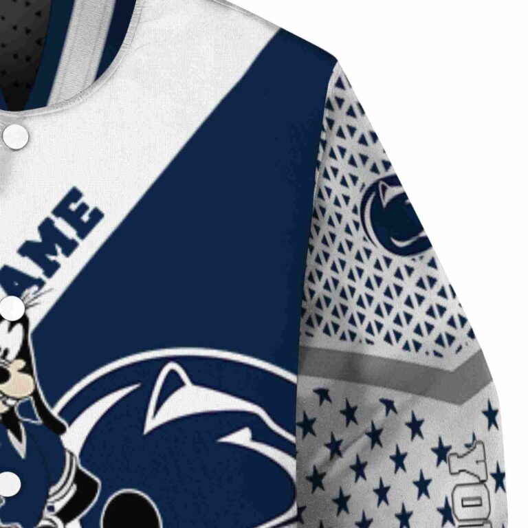 personalized penn state nittany lions mickey donald goofy blue white jacket premium grade jacketwow