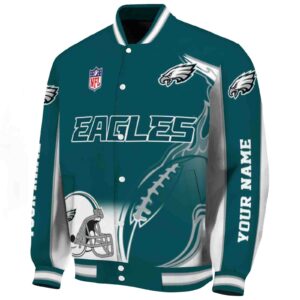 personalized philadelphia eagles flaming football green white jacket best selling jacketwow